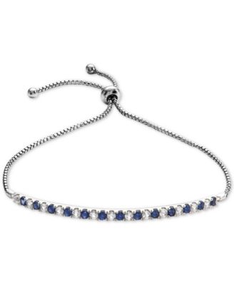 Macy's - Lab-Grown Ruby (5/8 ct. t.w.) & White Sapphire (5/8 ct. t.w.) Bolo Bracelet in Sterling Silver