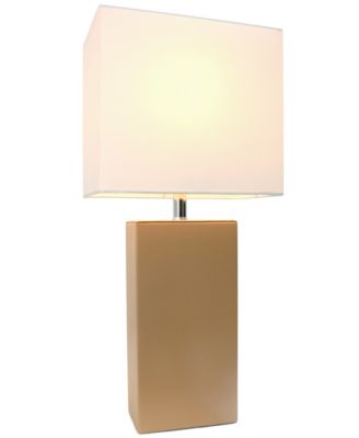All The Rages - Modern Leather Table Lamp with White Fabric Shade
