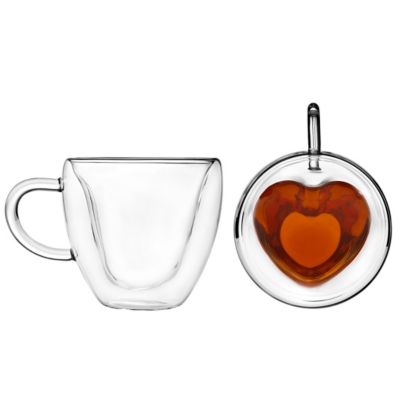 Godinger - Set of 2 Double Wall Heart Mugs