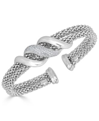 Macy's - Diamond Swirl Double Row Cuff Bracelet (3/8 ct. t.w.) in Sterling Silver