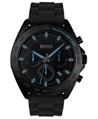Hugo Boss - Men's Chronograph Intensity Black Rubber Strap Watch 44mm