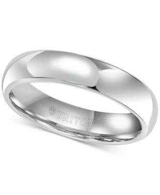 Triton - Men's White Tungsten Carbide Ring, Dome Wedding Band (5mm)