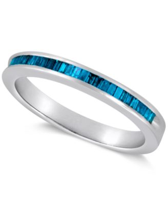 Macy's - Sterling Silver Ring, Blue Diamond Baguette Ring (1/4 ct. t.w.)