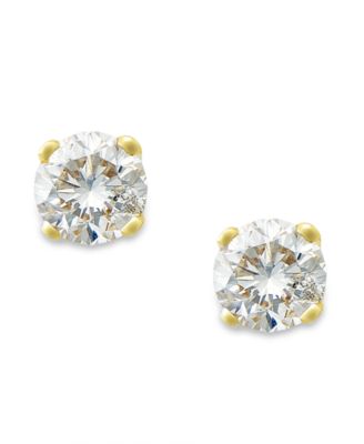 Macy's - Round-Cut Diamond Earrings in 10k Gold (1/6 ct. t.w.)