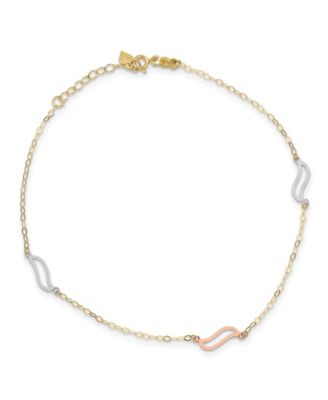 Macy's - S-Link Anklet in 14k White, Rose and Yellow Gold