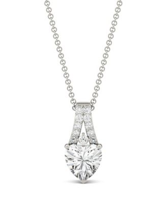 Charles & Colvard - Moissanite Heart Solitaire Pendant 1-1/3 ct. t.w. Diamond Equivalent in 14k White Gold