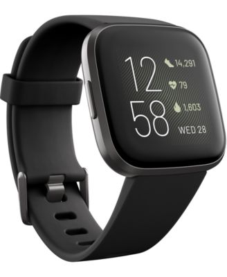 Fitbit - Women's Versa 2 Black Elastomer Strap Touchscreen Smart Watch 39mm