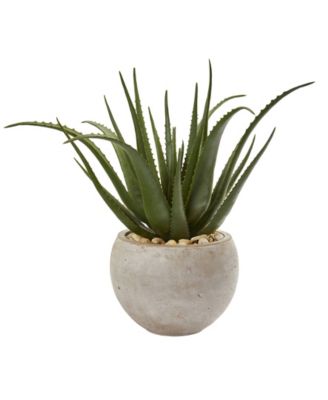 Nearly Natural - 25" Aloe Artificial Plant in Sand Colored Planter