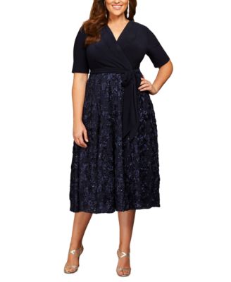 Alex Evenings - Plus Size Surplice Rosettes Dress