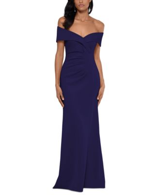 XSCAPE - Off-The-Shoulder Ruched Gown