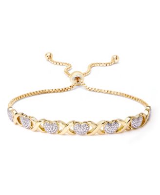 Macy's - Diamond Accent Heart  X Link Bracelet in Rose Gold-Plate