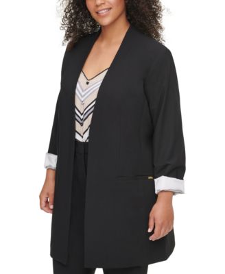 Calvin Klein - Plus Size Collarless Open-Front Topper Jacket