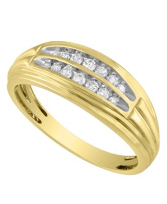 Macy's - Men's Diamond (1/4 ct. t.w.) Ring in 10K White or Yellow Gold