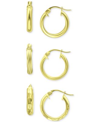 Giani Bernini - 3-Pc. Set Small Hoop Earrings in Sterling Silver, 0.625"