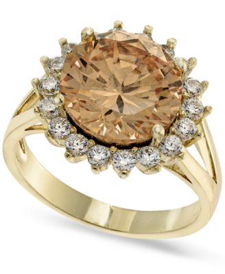 Charter Club - Gold-Plate Cubic Zirconia Split Halo Ring