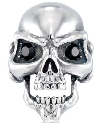 Andrew Charles by Andy Hilfiger - Men's Cubic Zirconia Signature Skull Ring in Stainless Steel