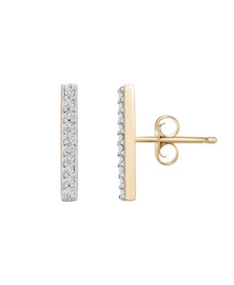 Wrapped - Diamond Bar Stud Earrings (1/10 ct. t.w.) in 14k Yellow Gold