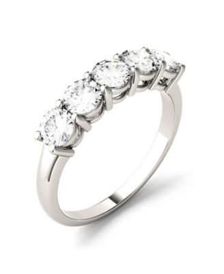 Charles & Colvard - Moissanite Five Stone Band 1-1/6 ct. t.w. Diamond Equivalent in 14k White Gold