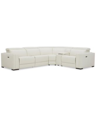 Furniture - Jenneth 5-Pc. Leather L Sectional with 2 Power Motion Recliners
