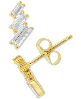 Macy's - Cubic Zirconia Baguette Stud Earrings in 14k Gold-Plated Sterling Silver