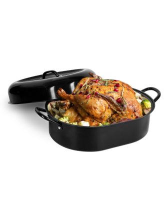 GraniteStone - Granite Stone Diamond 16" Nonstick Titanium and Diamond Infused Round Roaster Pan with Lid