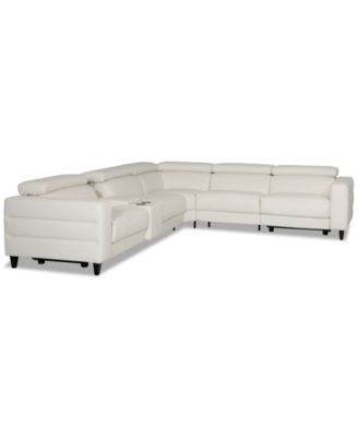 Furniture - Silvanah 6-Pc. "L" Leather Sectional with 3 Power Recliners and Console