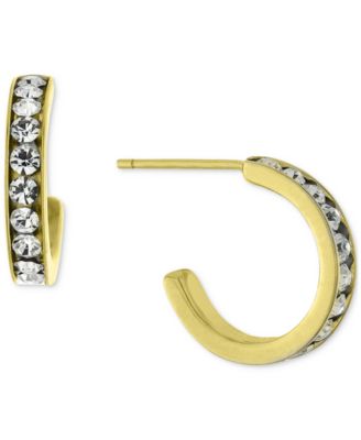 Giani Bernini - Crystal Small Hoop Earrings in 18k Gold-Plated Sterling Silver, 0.59"