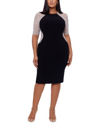 XSCAPE - Plus Size Caviar Bead Dress