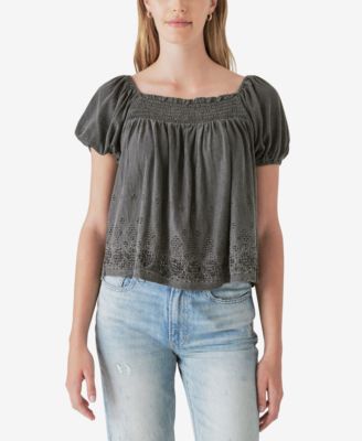Lucky Brand - Women's Square-Neck Peasant Top