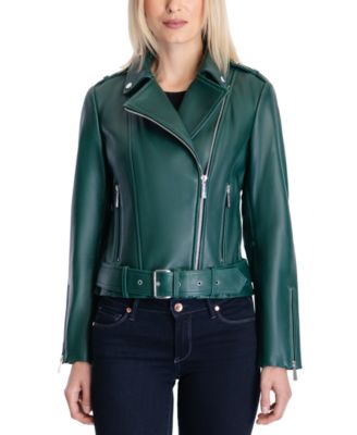 Michael Kors - Women's Belted Leather Moto Coat