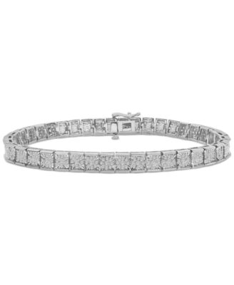 Macy's - Men's Diamond Miracle Plate Tennis Bracelet (2 ct. t.w.) in Sterling Silver