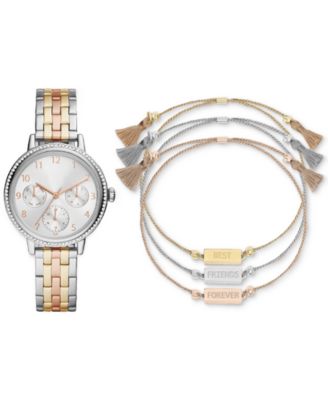 Jessica Carlyle - Women's Holiday 2022 Tri-Tone Metal Alloy Bracelet Watch 36mm Gift Set