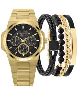 American Exchange - Men's Gold-Tone Metal Alloy Bracelet Watch 52mm Gift Set