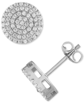 Esquire Men's Jewelry - Cubic Zirconia Circle Cluster Stud Earrings in Sterling Silver