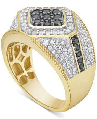 Macy's - Men's Black & White Diamond Ring (1-1/2 ct. t.w.) in 10k Gold