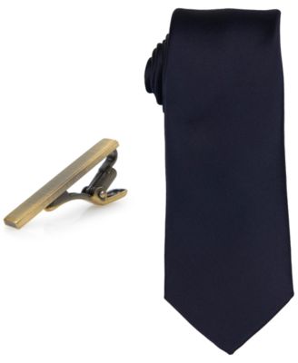 ConStruct - Men's Solid Tie & Tie Bar Set