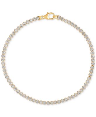 Macy's - Diamond Cut Flat Bead Link Bracelet in 10k Two-Tone Gold