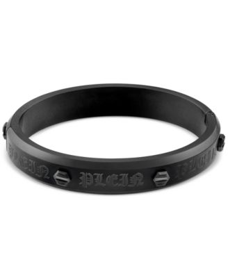 Philipp Plein - Gunmetal IP Stainless Steel Logo Bangle Bracelet