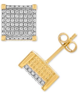 Esquire Men's Jewelry - Cubic Zirconia Square Cluster Stud Earrings, Created for Macy's