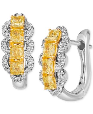 Le Vian - Sunny Yellow Diamond (1 ct. t.w.) & Vanilla Diamond (1/5 ct. t.w.) Hoop Earrings in 14k Gold & Platinum