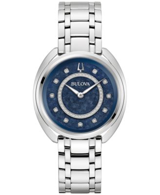 Bulova - Women's Duality Diamond (1/8 ct. t.w.) Stainless Steel Bracelet Watch Box Set 34mm