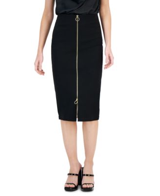 I.N.C. International Concepts - Women's Pont&eacute;-Knit Zip-Front Pencil Skirt
