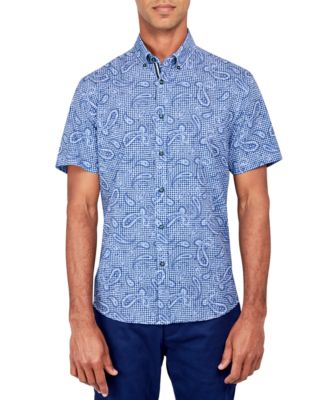 Society of Threads - Men's Regular-Fit Non-Iron Performance Stretch Paisley Check-Print Button-Down Shirt