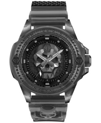 Philipp Plein - Men's The Skull Gray Transparent Silicone Strap Watch 45mm