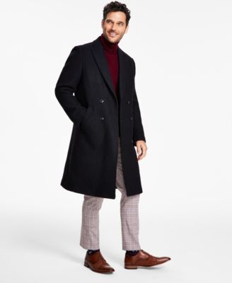 Tommy Hilfiger - Men's Modern-Fit Solid Double-Breasted Overcoat