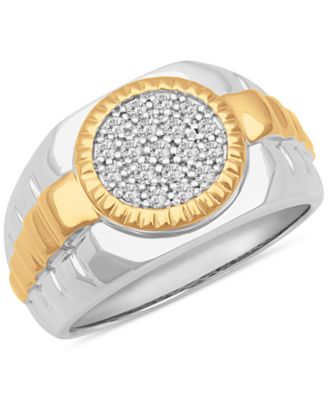 Macy's - Men's Diamond Circle Cluster Ring (1/3 ct. t.w.) in Sterling Silver & 18k Gold-Plate