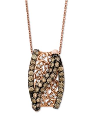 Le Vian - Chocolate Diamond & Vanilla Diamond Vine Motif (1-1/2 ct. t.w.) 18" Pendant Necklace in 14k Rose Gold
