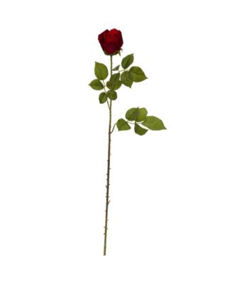 Nearly Natural - 33" Elegant Red Rose Bud Artificial Flower, Set of 6
