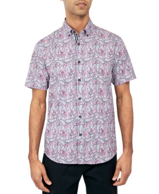 Society of Threads - Men's Regular Fit Non-Iron Performance Stretch Paisley Print Button-Down Shirt
