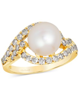 Le Vian - Vanilla Pearl (9mm) & Nude Diamond (3/4 ct. t.w.) Statement Ring in 14k Gold